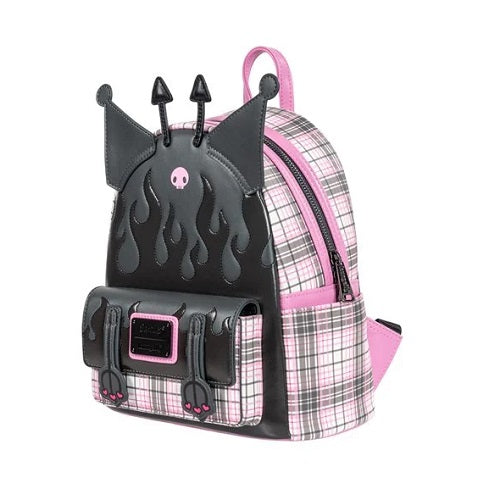 Sanrio Kuromi Flames and Plaid Mini-Backpack - Entertainment Earth Exclusive