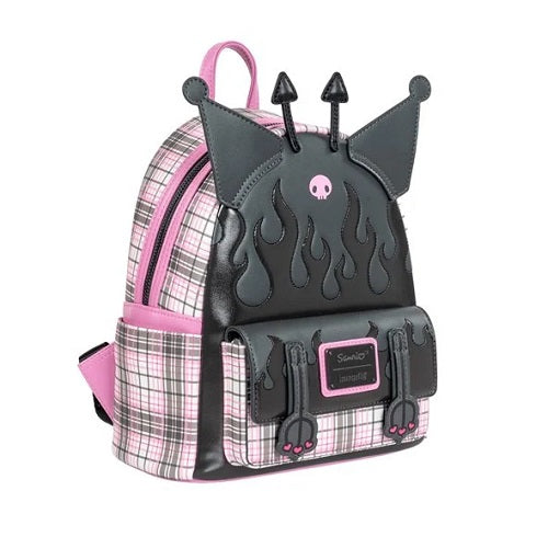 Sanrio Kuromi Flames and Plaid Mini-Backpack - Entertainment Earth Exclusive
