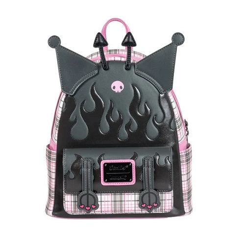 Sanrio Kuromi Flames and Plaid Mini-Backpack - Entertainment Earth Exclusive