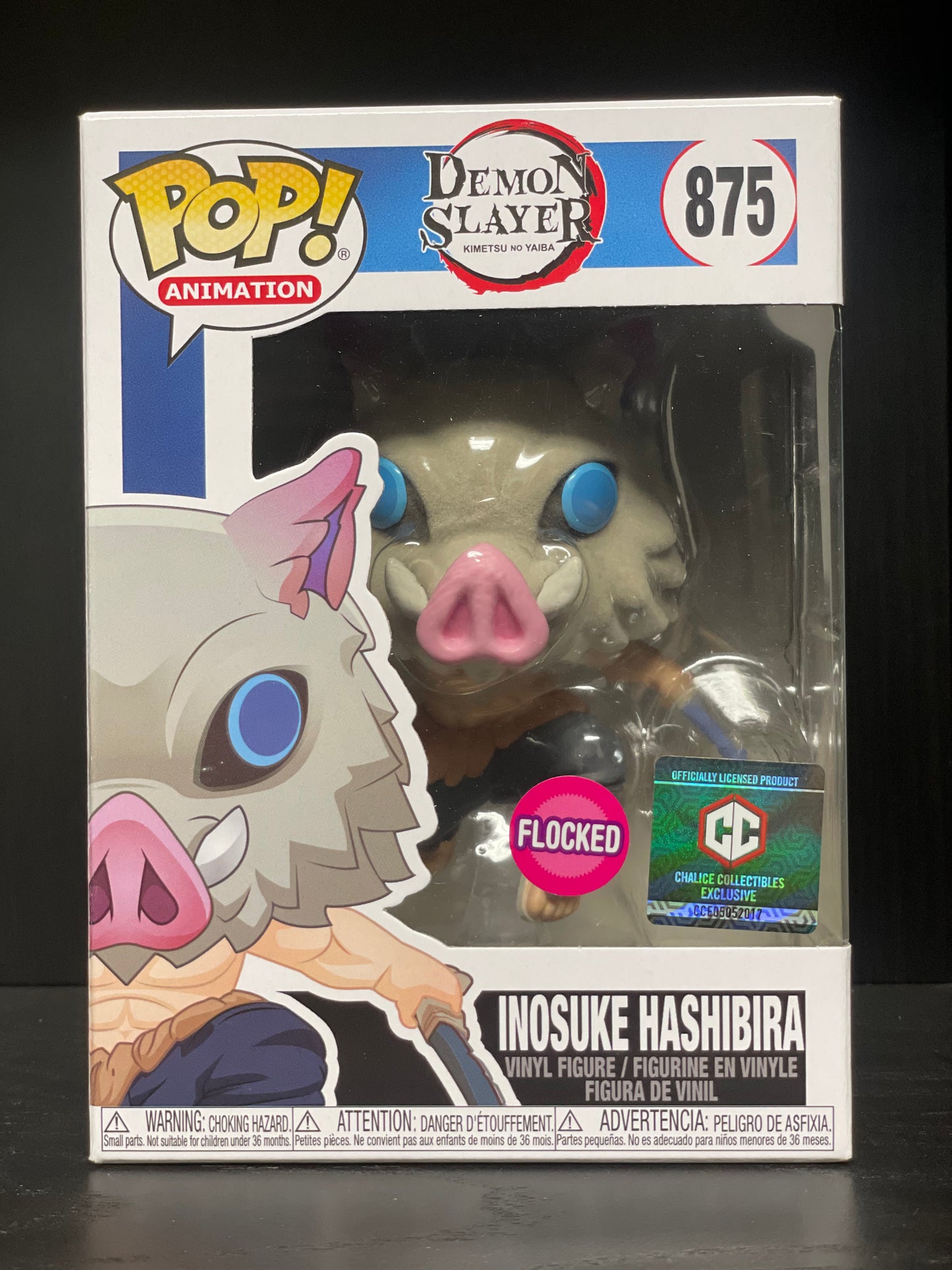 #875 Funko POP! Animation - Inosuke Hashibira (Flocked) [Chalice Collecibles Exclusive]